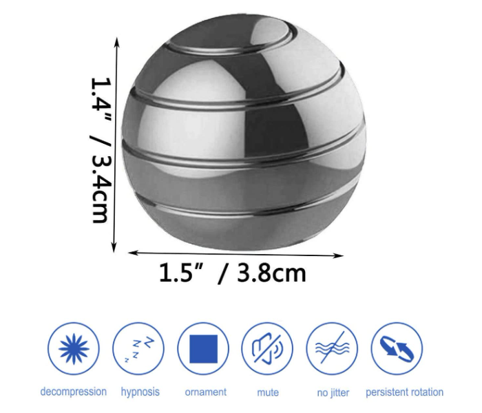 OEM Rotating Sperical Gyroscope Desk Fidget - Silver - Zoom Image 3