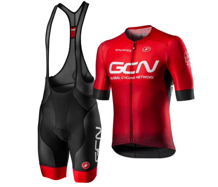 GCN Large Short Sleeve Road Bike Cycling Jersey - Red and Black - Zoom Image