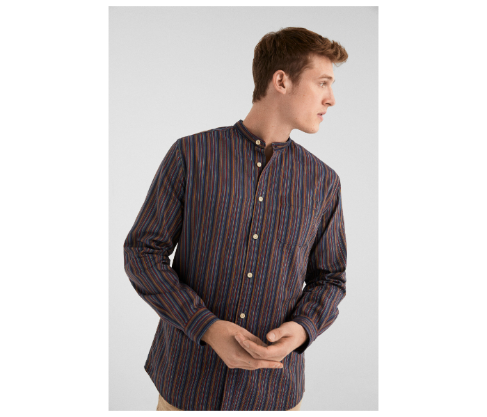 Springfield 094609512 XXXL Long Sleeve Casual Stripped Shirt for Men - Medium Blue - Zoom Image 2