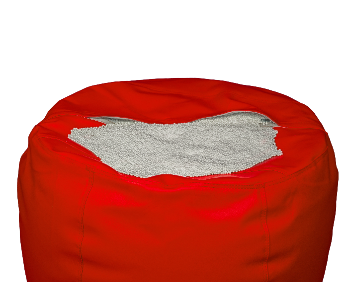 Komfort Factory SIRED-QU Queen Size Leatherette Bean Bag with Filling - Red - Zoom Image 4