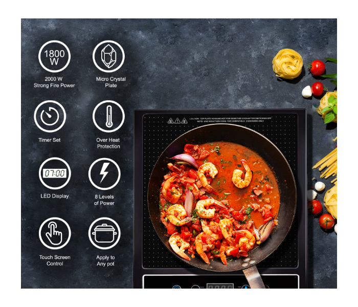 Impex IR-2701 Infrared Induction Cooktop With 8 Temperature Levels and 4 Digital LED Display - Black - Zoom Image 2