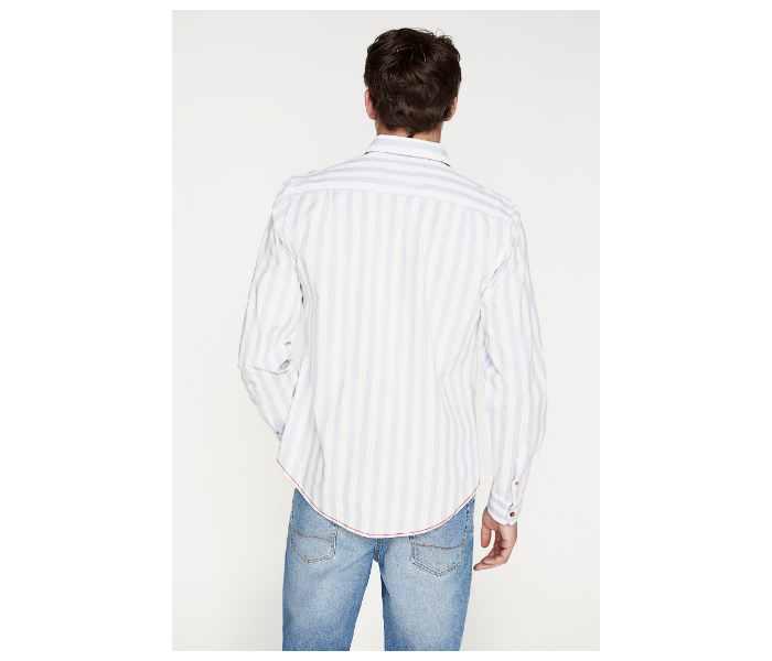 Springfield 094313414 Small Long Sleeve Casual Stripped Shirt for Men - Medium Blue - Zoom Image 3