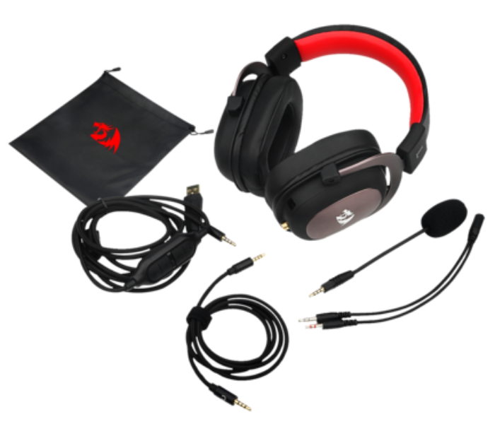 Redragon H510 Zeus Wired Gaming Headset with Detachable Microphone - Black and Red - Zoom Image 6