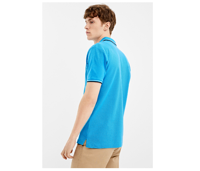 Springfield 143601585 Large Basic Slim Fit Polo Shirt for Men - Blue - Zoom Image 3