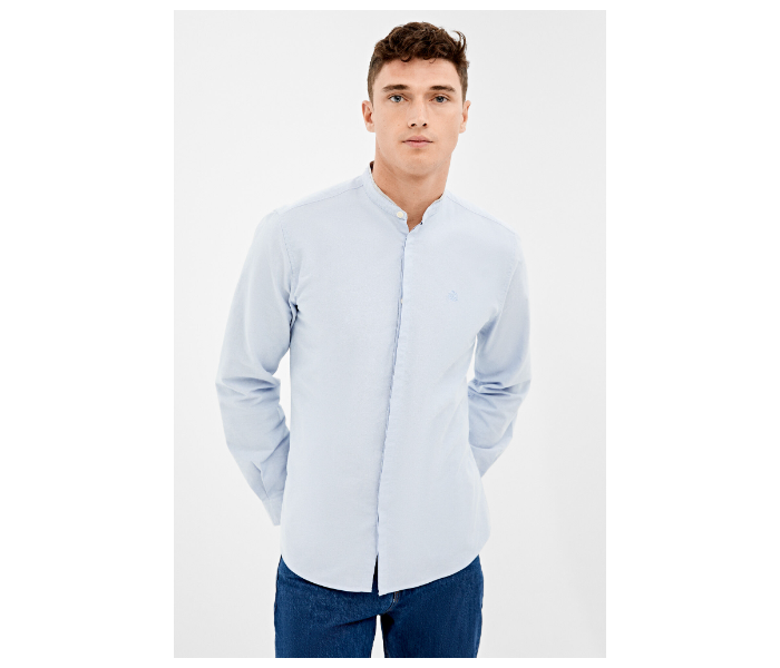 Springfield 027664214 Extra Small Long Sleeve Plain Shirt for Men - Medium Blue - Zoom Image 1