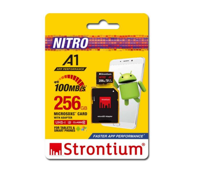 Strontium SRN256GTFU3A1A 256GB Nitro A1 MicroSD Card with Adapter - Black - Zoom Image 2