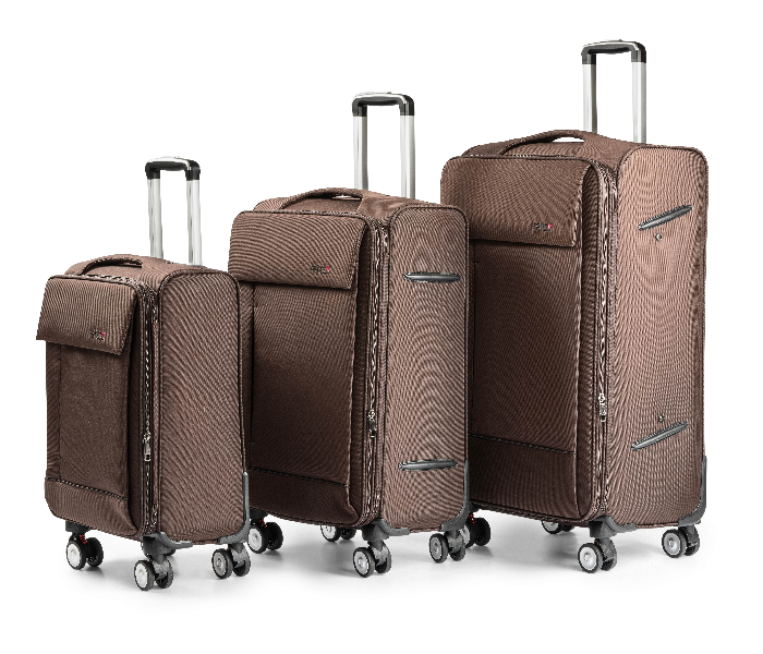 Kenza SV365 3 Piece Drift Softside Expandable Luggage Bag Set with Built-In TSA Lock and Spinner Wheels - Brown - Zoom Image 1