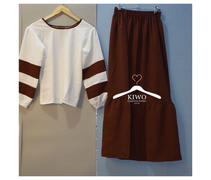 Kiwo Medium Skirt and Top - White and Brown - Zoom Image