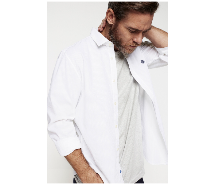 Springfield 027351199 Small Long Sleeve Plain Shirt for Men - White - Zoom Image 3