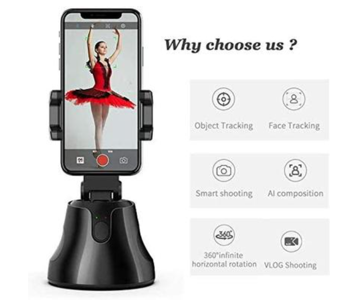 Apai Genie APG-1 Vloggers 360 Degree Auto Face and Object Tracking Smartphone Mount Holder - Black - Zoom Image 5