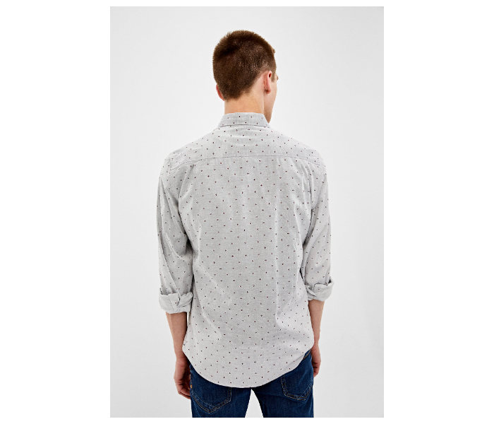 Springfield 028673743 Small Mircoprint Long Sleeve Shirts for Men - Dark Grey - Zoom Image 3