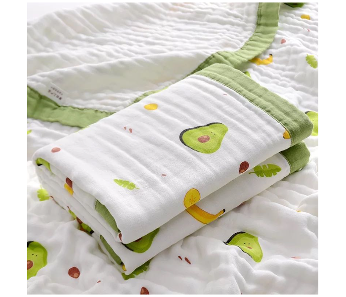 Phoenix MUSBLNK6LY 6 Layer Muslin Cotton Baby Swaddle Blanket - Green Border(Avacado Print) - Zoom Image 1