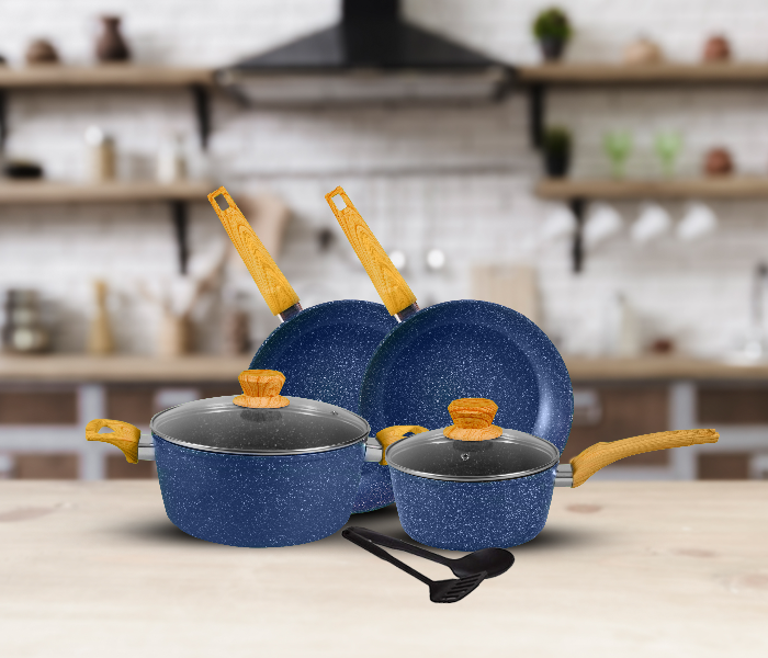 Insiya SV09 8 Piece Premium Granite Coated Aluminium Cookware Set - Blue - Zoom Image 2