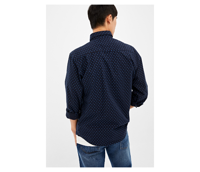 Springfield 028682612 Extra Small Mircoprint Long Sleeve Shirts for Men - Medium Blue - Zoom Image 3