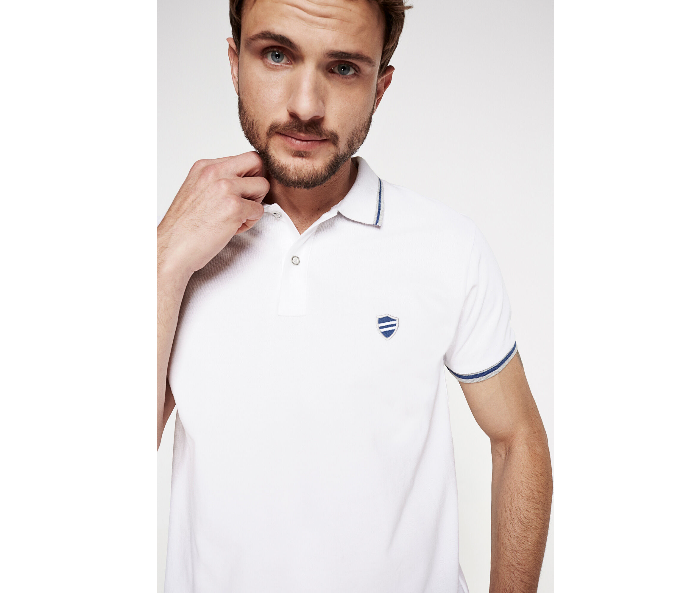 Springfield 143355599 XS Basic Slim Fit Polo Shirt for Men - White - Zoom Image 3