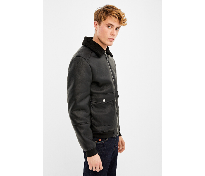 Springfield 048634501 Large PU Jacket for Men - Black - Zoom Image 3