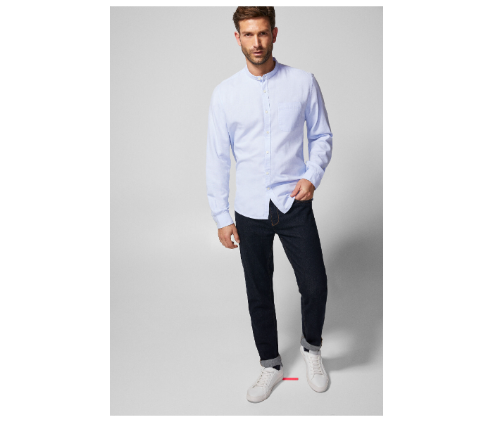 Springfield 027479815 Small Long Sleeve Plain Shirt for Men - Medium Blue - Zoom Image 1