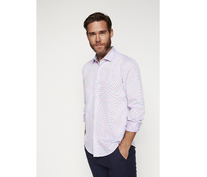 Springfield 151340082 XS Long Sleeve Stipped Business Shirt for Men - Blue and Pink - Zoom Image 4