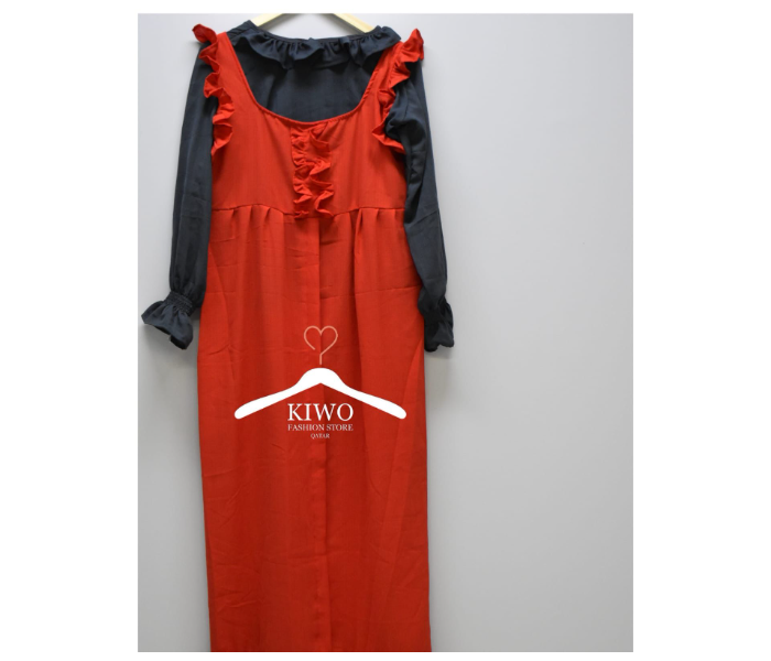 Kiwo KIWO144 Large Pinnafore with Top Wear - Red and Grey - Zoom Image