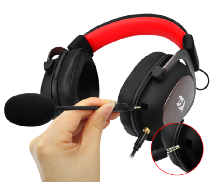 Redragon H510 Zeus Wired Gaming Headset with Detachable Microphone - Black and Red - Zoom Image 5