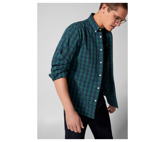 Springfield 033490121 Extra Small Long Sleeve Checked Shirt for Men - Green - Zoom Image 1