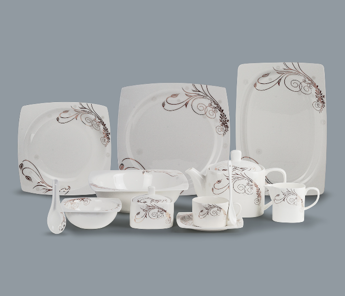 Insiya SV206 40 Piece Superior Quality Porcelain Dinner Set- White - Zoom Image 1