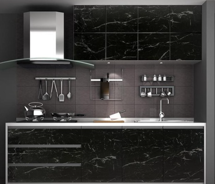 FN-PVC Waterproof Marble Adhesive Wallpaper for Kitchen, Countertop, Bathroom - Black - Zoom Image 2