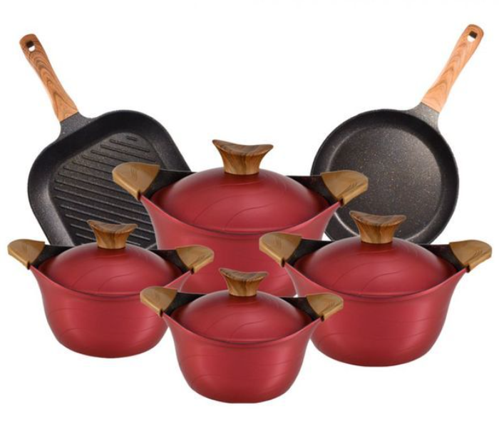  Neoklein 10F-G Set of 10 Piece Casserols with Grill and Fry Pan  -Red   - Zoom Image