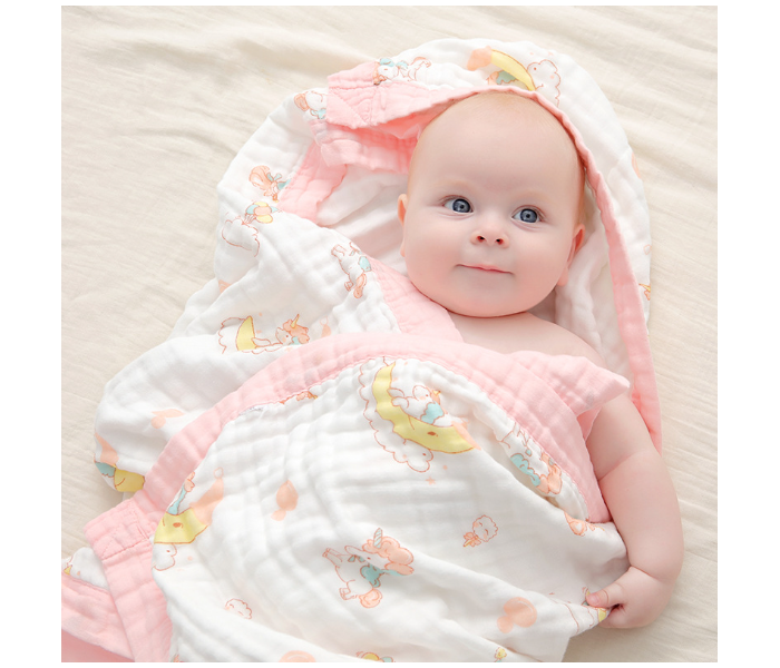 Phoenix MUSBLNK6LY 6 Layer Muslin Cotton Baby Swaddle Blanket - Yellow Border(Chicken Print) - Zoom Image 5