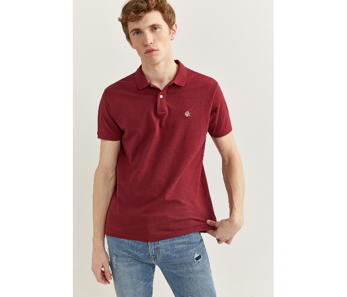 Springfield 143759369 Medium Basic Slim Fit Polo Shirt for Men - Maroon - Zoom Image 2