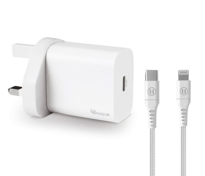 Uunique London UUMC2001 20W USB C Main Charger with USB C to Lightning Cable - White - Zoom Image