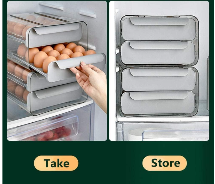 40 Grids Double Layer Drawer Egg Tray Large Capacity Egg Holder for Refrigerator - Grey - Zoom Image 2