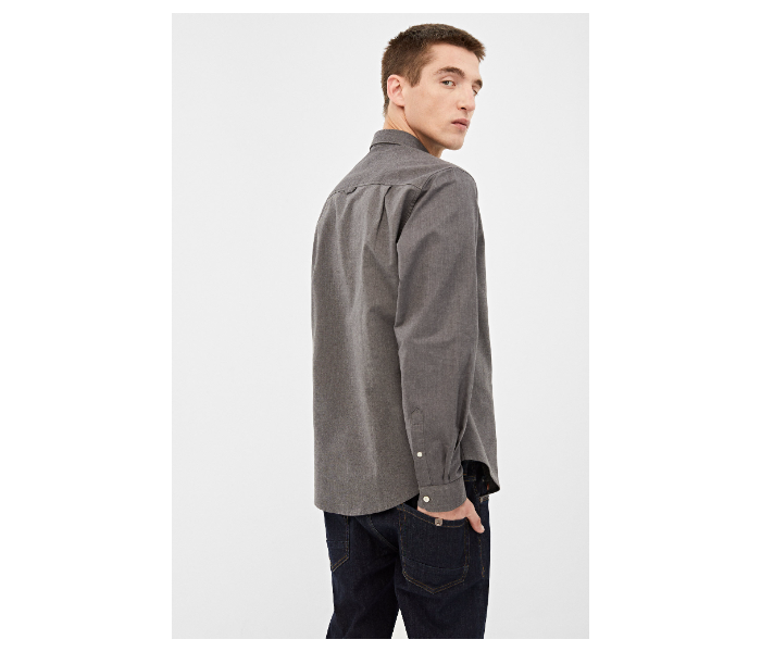 Springfield 027661843 Extra Small Long Sleeve Plain Shirt for Men - Dark Grey - Zoom Image 4