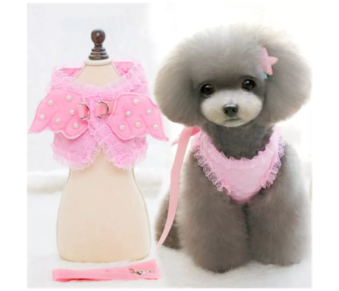 OEM Size Small Pearl Cute Angel Wing Princess Pet Dog and Cat Harness Pet Vest with Adjustable Leash for Small Dogs - Pink - Zoom Image 1