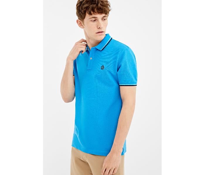 Springfield 143601585 Medium Basic Slim Fit Polo Shirt for Men - Blue - Zoom Image 2