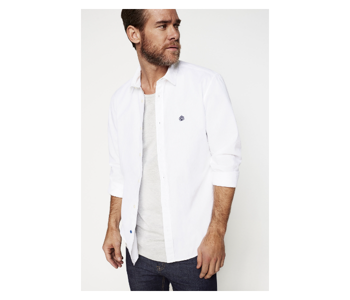 Springfield 027351199 Extra Small Long Sleeve Plain Shirt for Men - White - Zoom Image 2