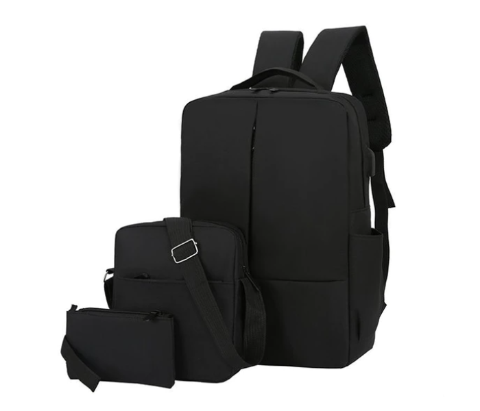 Set of 3 Travel 15.6 inch USB Charging Laptop Backpack - Black - Zoom Image