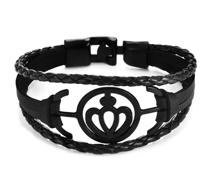 OEM Multilayer Retro 7 Casual Leather Bracelet - Black - Zoom Image