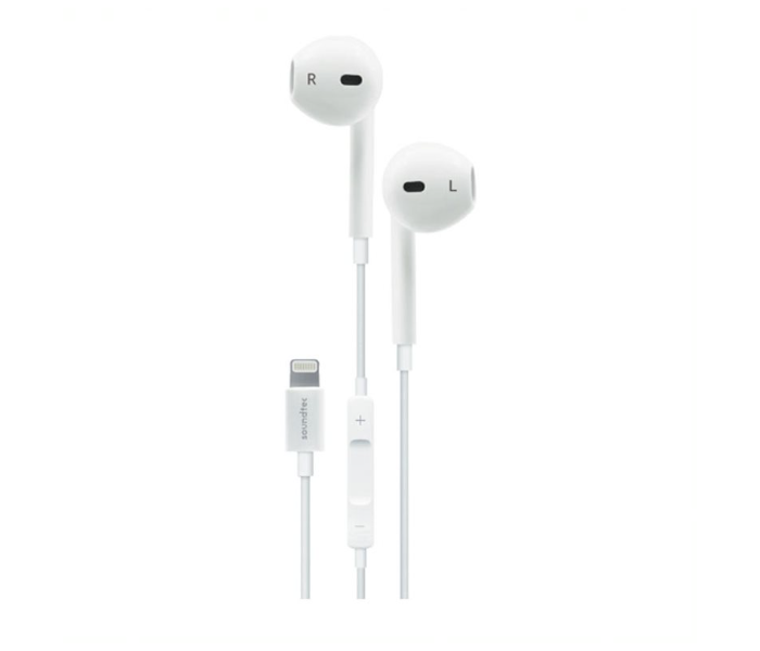 Porodo PD-LSTEP-WH Soundtec Stereo Earphones with Lightning Connector - White - Zoom Image