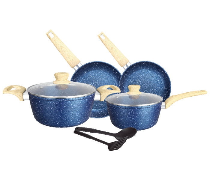 Insiya SV09 8 Piece Premium Granite Coated Aluminium Cookware Set - Blue - Zoom Image 1