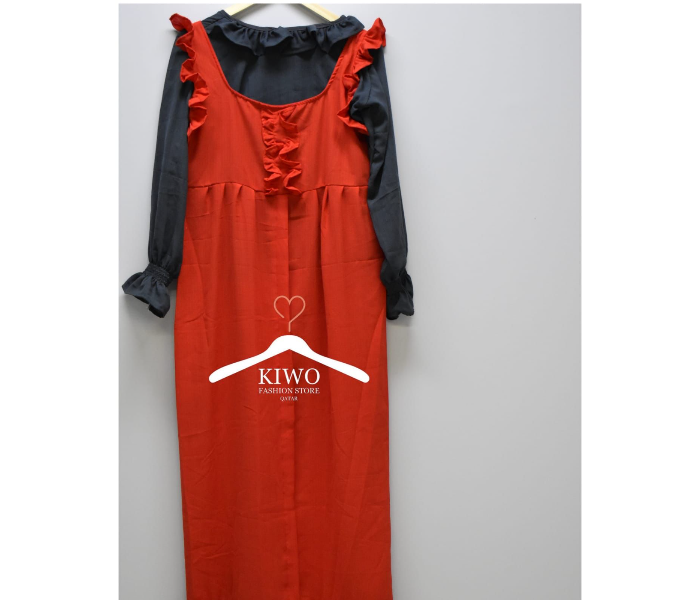 Kiwo KIWO144 Medium Pinnafore with Top Wear - Red and Grey - Zoom Image