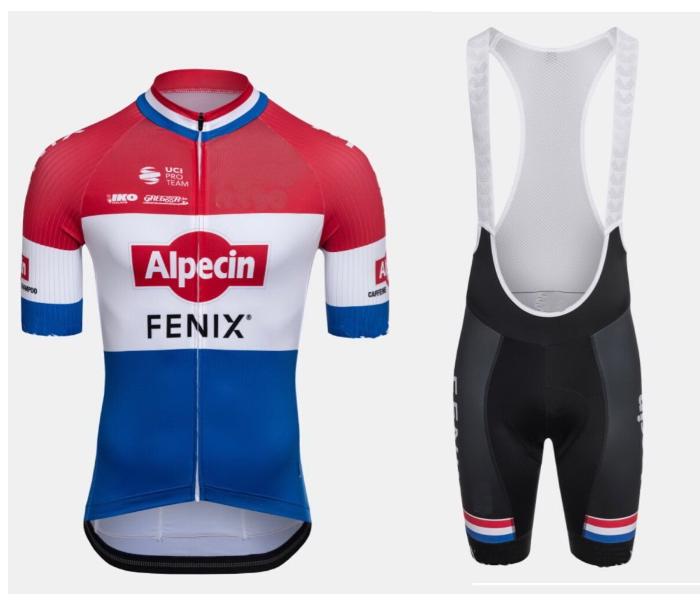 Alpecin Fenix Medium Short Sleeve Road Bike Cycling Jersey - Red and Blue - Zoom Image