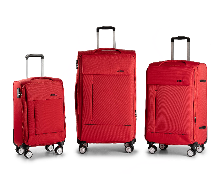 Kenza SV364 3 Piece Drift Softside Expandable Luggage Bag Set with Built-In TSA Lock and Spinner Wheels - Red - Zoom Image 2