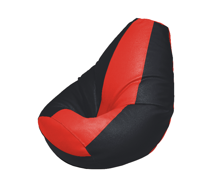 Komfort Factory STREDBLK-KG King Size Leatherette Bean Bag with Filling - Red and Black  - Zoom Image 3