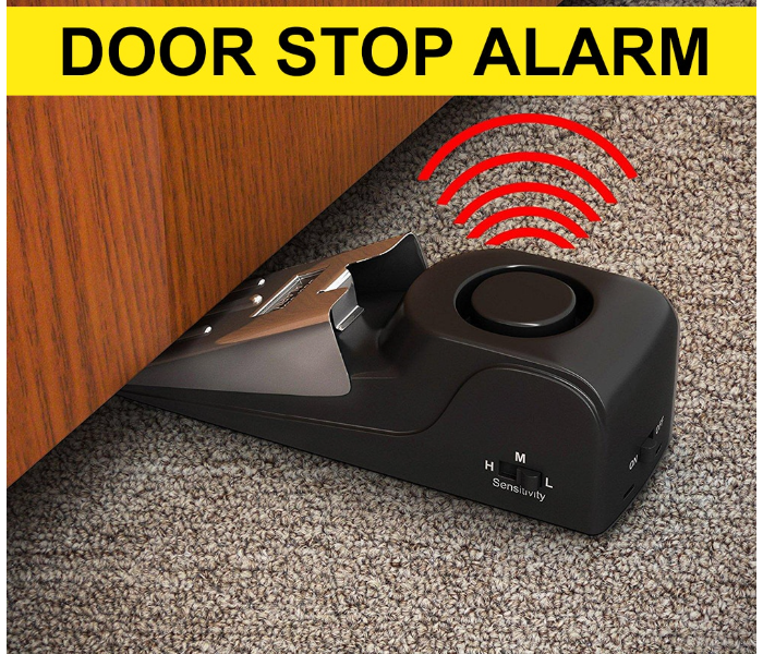 Portable Mini Door Stopper Alarm - Black - Zoom Image 1