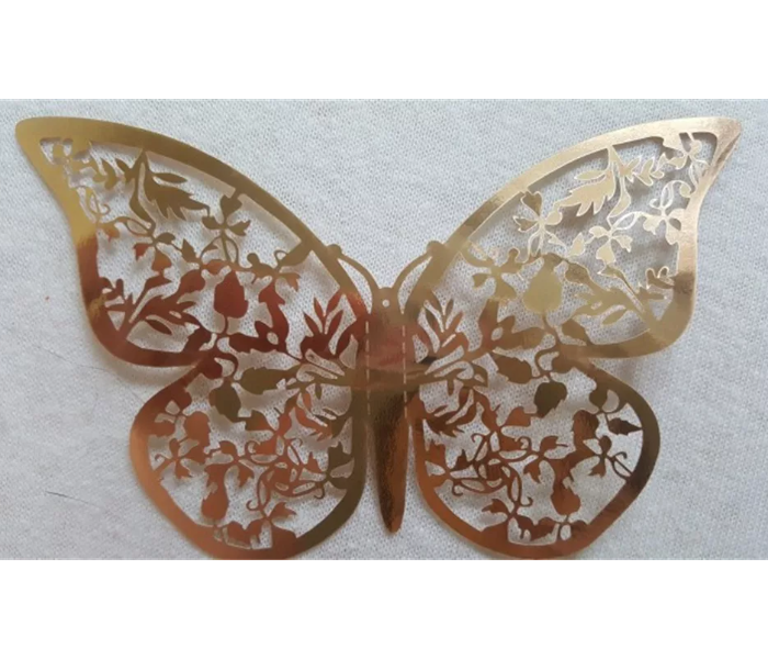 OEM 12 Piece 4D Hollow Butterfly Decoration Wall Sticker - Rose Gold - Zoom Image 2