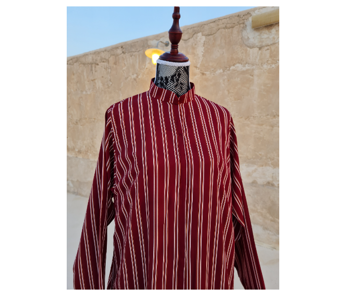 Casting Pearls ILHAM Formal Wears Small Street Style Abaya With Maroon Outer Stripes - Maroon - Zoom Image 3