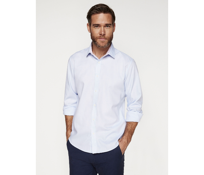 Springfield 151342714 Small Long Sleeve Stipped Business Shirt for Men - Light Blue - Zoom Image 4