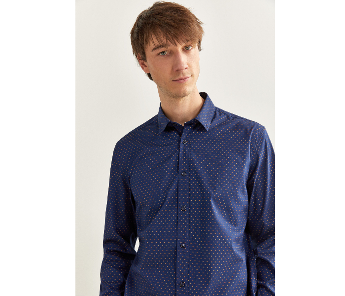 Springfield 151765112 Small Long Sleeve Stipped Business Shirt for Men - Medium Blue - Zoom Image 2