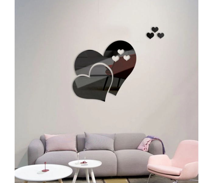 OEM Room Art Heart Pattern Mirror Wall Sticker - Silver - Zoom Image 1